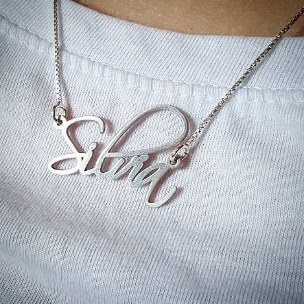 Pretty Little Liars Necklace  ORDER ANY NAME Necklace Silver  Handwriting Necklace Signature necklace Sylvia Silvia Name Necklace