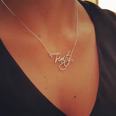 Pretty Little Liars Necklace / ORDER ANY NAME necklace/ Silver handwriting necklace/ signature necklace/ Celebrity's Name necklace