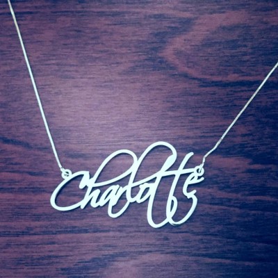 Pretty Little Liars Necklace ORDER ANY NAME Necklace Silver Handwriting Necklace With Signature Necklace Script Font  Charlotte Necklace