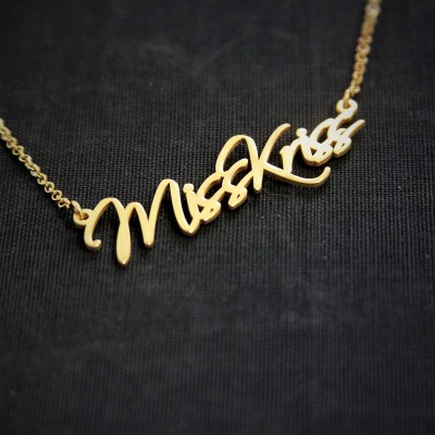 Pretty Little Liars style / Name Necklace / Gold Plated Art / font Name Necklace / Custom handwriting nameplate / Gift chain