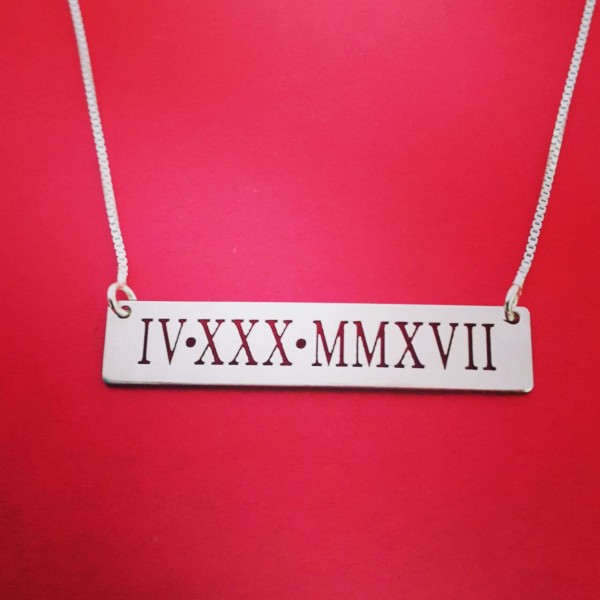Roman Numeral Necklace Roman Date Necklace Roman Numbers Necklace Birth Date Necklace Engraved Bar Necklace Birthday Gift Best Friend Gift