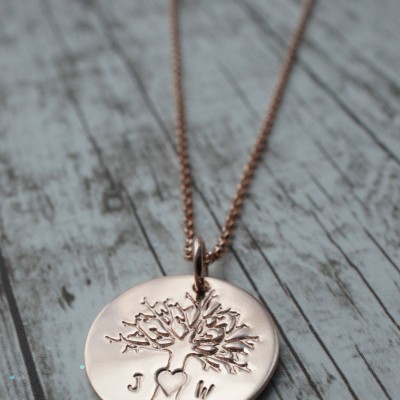 Rose Gold Filled Family Tree Pendant - Personalized Tree Necklace by EWDJewelry