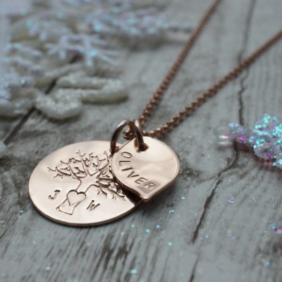 Rose Gold Filled Family Tree Pendant - Personalized Tree Necklace by EWDJewelry
