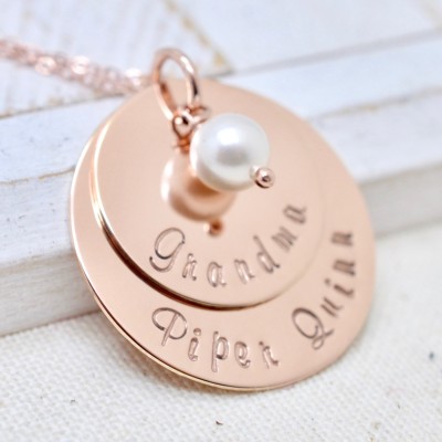 Rose Gold Necklace for Grandma, Personalized Grandmother Birthstone Necklace, Grandma Necklace, Gift for Grandma, Nana Necklace