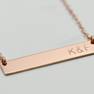 Rose gold necklace - rose gold bar necklace - rose gold jewelry - initials necklace - dainty engraved necklace - personalized gift for her
