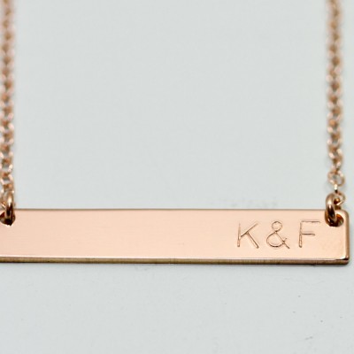 Rose gold necklace - rose gold bar necklace - rose gold jewelry - initials necklace - dainty engraved necklace - personalized gift for her
