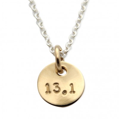 Running Jewelry- silver and gold runners necklace. Hand Stamped Jewelry. Custom Mini Medal Necklace by jenny present.