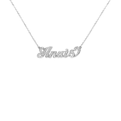 SNP23cz Silver Cubic Zirconia Name Necklace for a Timeless Look