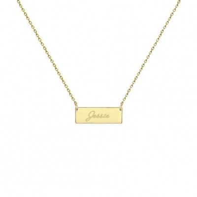 Sale 14k solid gold Bar Necklace Engravable Bar necklace 1 inch Bar necklace Tiny Nameplate Any Engraving