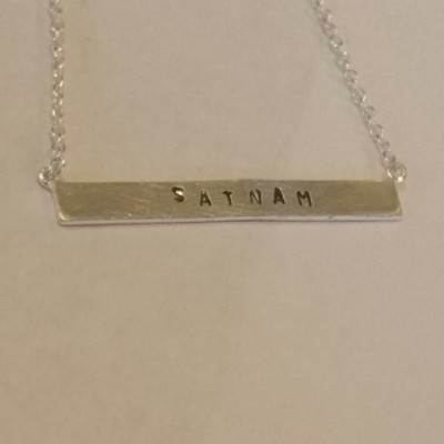 Satnam Bar Necklace with Hand Stamped