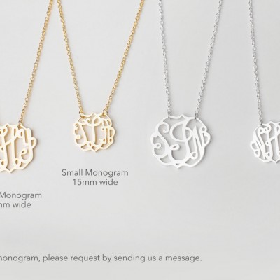 Script Monogram Necklace - Custom Monogram Jewelry - Initials Necklace - Personalized Bridesmaid Jewelry - #PN45