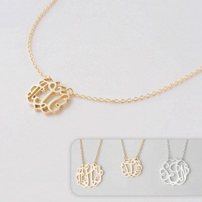Script Monogram Necklace - Custom Monogram Jewelry - Initials Necklace - Personalized Bridesmaid Jewelry - #PN45