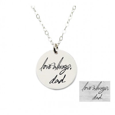 Signature Disk Necklace - Actual Handwriting Disk Necklace - Name Necklace - Memorial Disk Necklace - Sympathy Gift