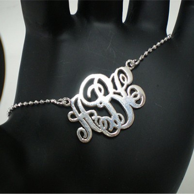 Silver 3 Initial Personalized Monogram Necklace - Initial monogram necklace teen - monogram necklace silver