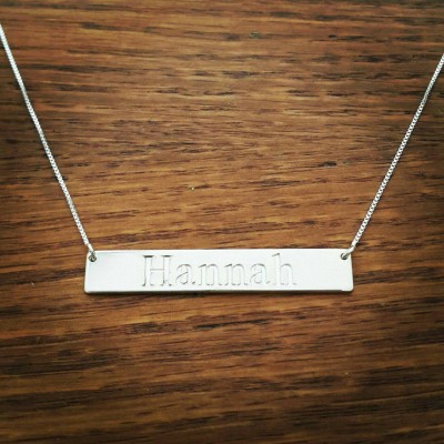 Silver Bar Necklace / Sterling Silver Horizontal Bar / Date / Text /Name /Initial Engrave -Roman Numeral Necklace / EX Large Bar Necklace