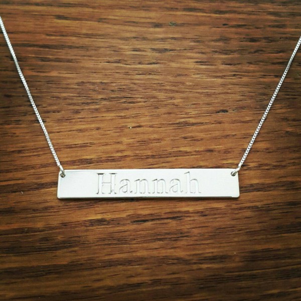 Silver Bar Necklace / Sterling Silver Horizontal Bar / Date / Text /Name /Initial Engrave -Roman Numeral Necklace / EX Large Bar Necklace
