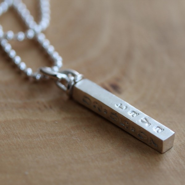Silver Bar Necklace Personalized, Sterling Swivel Bar Necklace, 4 Sided Custom Necklace, Modern Family Necklace, Unisex - Cam Necklace