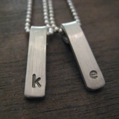 Silver Engraved Necklace - Custom Sterling Silver Necklace, Hand Stamped Necklace, Personalized Bar Necklace, Word Jewelry