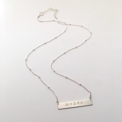 Silver Lowercase Initial Bar Necklace // Satellite Chain
