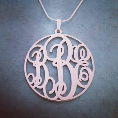 Silver Monogram Necklace / Personalized Necklace / Initial Necklace /  Celebrity Name Necklace / Custom Made Monogram / Christmas Gift