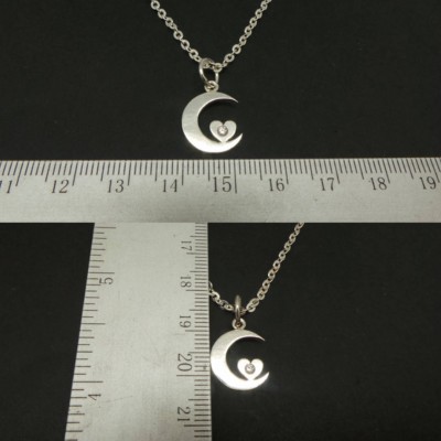 Silver Moon and Heart Necklace - Moon Jewelry, Celestial Jewelry, Crescent Moon Necklace, Moon Phase Necklace, Wolf Lovers Igft,