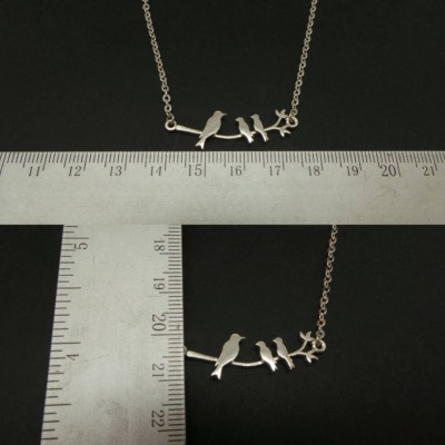 Silver Mother and 2 Childs Birds Necklace Chain - Mother and 2 Daughters Birds Necklace, Mother and Baby, Mother and Son, Mother's Day gift