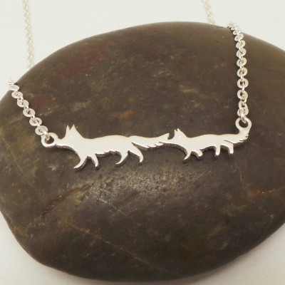 Silver Mother and Child Fox Necklace - Fox Jewelry, Wolf Necklace, Wolves, gift for wolf lovers, gift for her, christmas gift, werewol