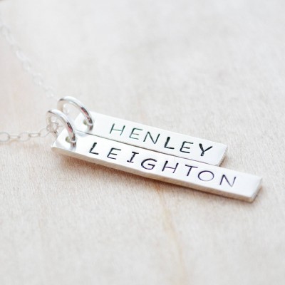 Silver Name Necklace - Mom Jewelry - Sterling Silver Chain - Gift for Mom - Mother's Day Jewelry - Hand Stamped Personalized Jewelry