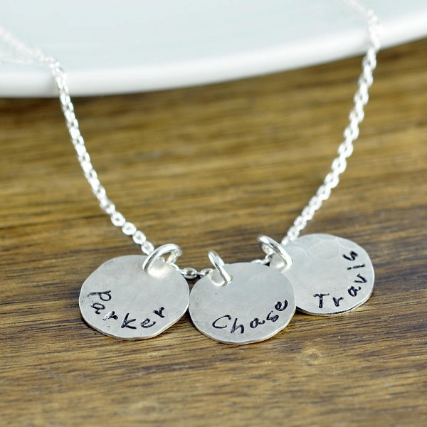 Silver Name Necklace, Kids Name Necklace, Stamped Name Necklace, Personalized Necklace, Mother's Necklace, Mom Jewelry
