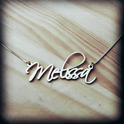 Silver Name Necklace ORDER ANY NAME Necklace Silver Handwriting Necklace Signature Necklace Celebrity's Name Necklace Melissa Name