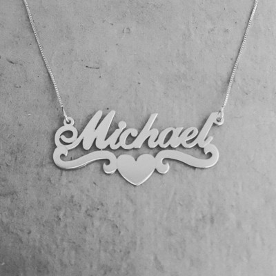 Silver Name Necklace Silver Heart  Name Necklace Personalized Jewelry Heart Design Pendant Love Necklace  Heart Name Necklace ORDER ANY NAME