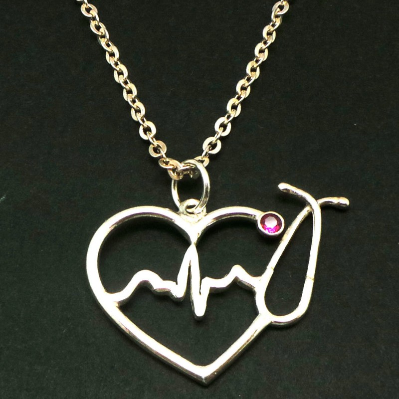 RN chain  RN & Stethescope Necklace charm chain Nurse necklace Registered Nurse