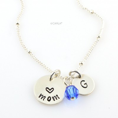 Silver Personalized Love Mom Necklace