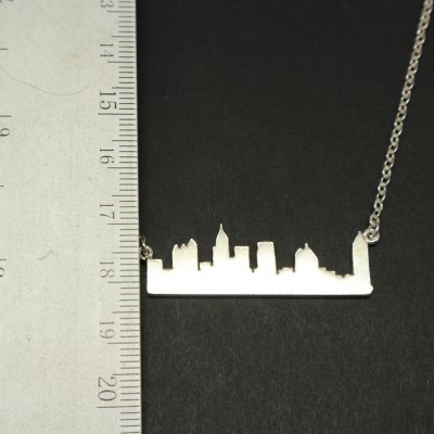 Silver Vancouver Texas Skyline Necklace Choker - Traveler Jewelry, Long Distance Friendship and Relationship, Gift for Traveler, BFF gift