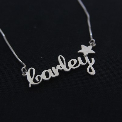 Silver name necklace / Carley Lover style Necklace / Any Name with Star Necklace  / Personal Jewelry Design / Necklaces  / Name Jewelry /