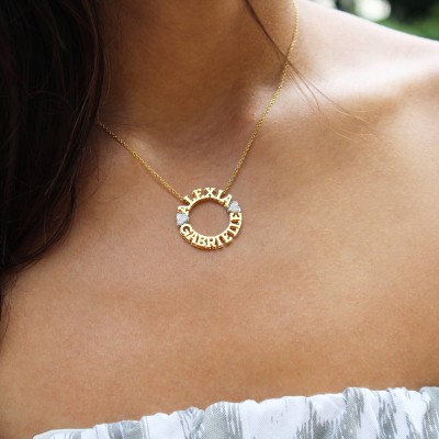 Silver or Gold-Plated Circle Name Necklace