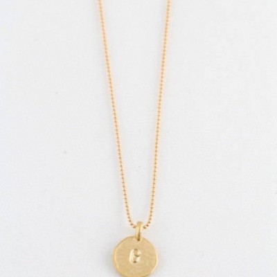 Simple " G " Initial Minimal Gold Necklace Dainty Matte Gold Hammered Disc Delicate Handmade Jewelry Tiny Minimal Necklace
