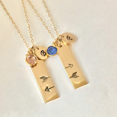 Sisters Gift Sister necklace gift for daughters 14 K gold fill friendship necklaces matching set of 2 personalized gold necklace initial