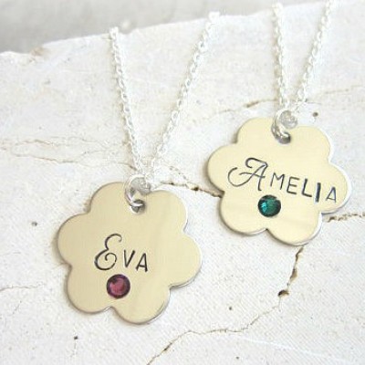Sisters Necklace. Children's Birthstone Necklace Set of Two. Girl's Name Necklace. Name Jewelry.Best Friends Jewelry. Birthstone Jewelry
