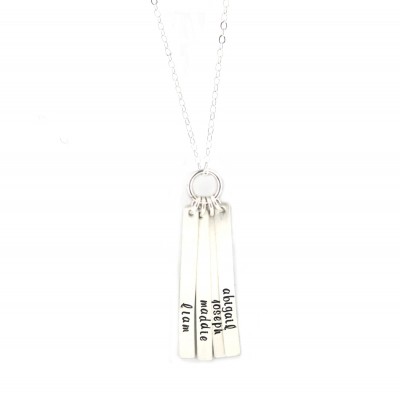 Skinny Bar Rectangle Necklace - Four Bars