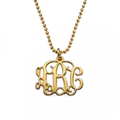 Small Monogram Necklace in 18k Gold Plated Sterling Silver 0.925