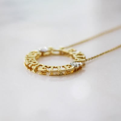 Solid Gold Circle Name Necklace