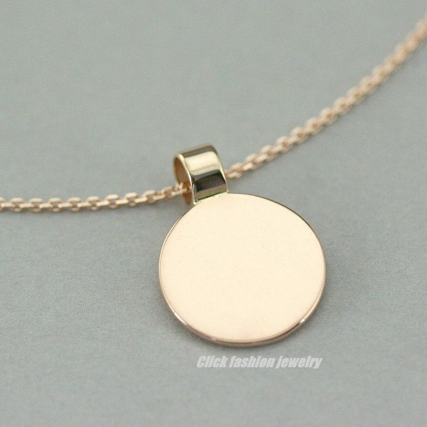 Solid rose gold disk necklace, rose gold round necklace, rose gold circle necklace, rose gold round pendant, birthday, rose gold jewelry