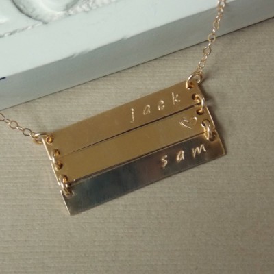 Stacked Bar Necklace, 1 2 3 4 Gold Nameplate, Personalized Jewelry, Silver, Family Necklace, Children's Name Necklace, Grandma Necklace