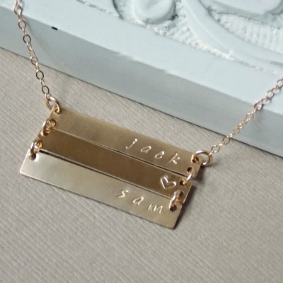 Stacked Bar Necklace, 1 2 3 4 Gold Nameplate, Personalized Jewelry, Silver, Family Necklace, Children's Name Necklace, Grandma Necklace