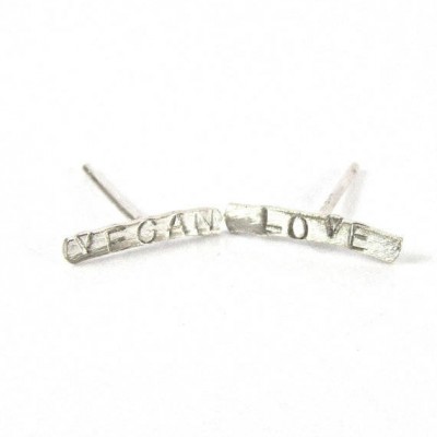 Stamped vegan necklace Silver vegan jewelry Silver pebble pendant Vegan friendly gifts Custom message Sterling monogram Memorial jewelry