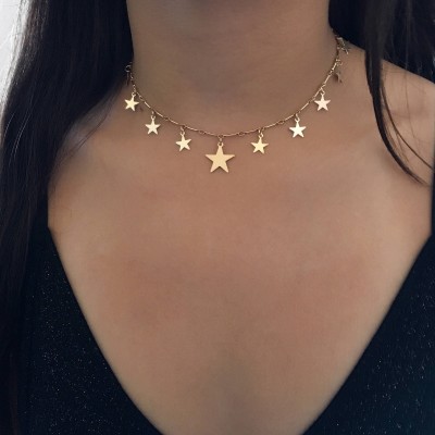 Star Choker, Dainty gold necklace, 14k GF necklace, Gold jewelry, star necklace, bridesmaids, gifts