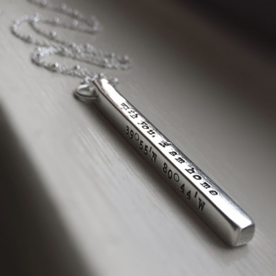 Sterling Silver Bar Necklace Four Sides 4 sided Silver Bar Personalized Hand Stamped Engraved Jewelry