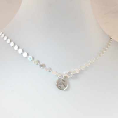 Sterling Silver Coin Necklace,Sterling Choker Necklace,Sterling Silver Choker,Sterling silver Necklace,Initial Necklace,Personalized.