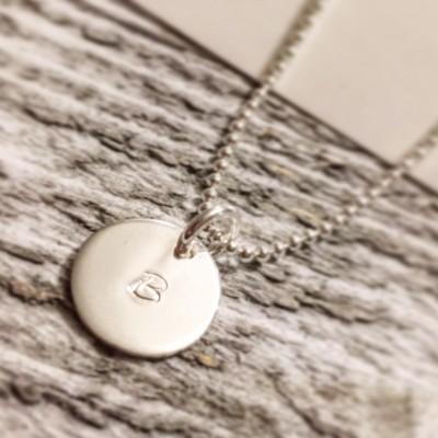 Sterling Silver Hand Stamped Round Disc Necklace